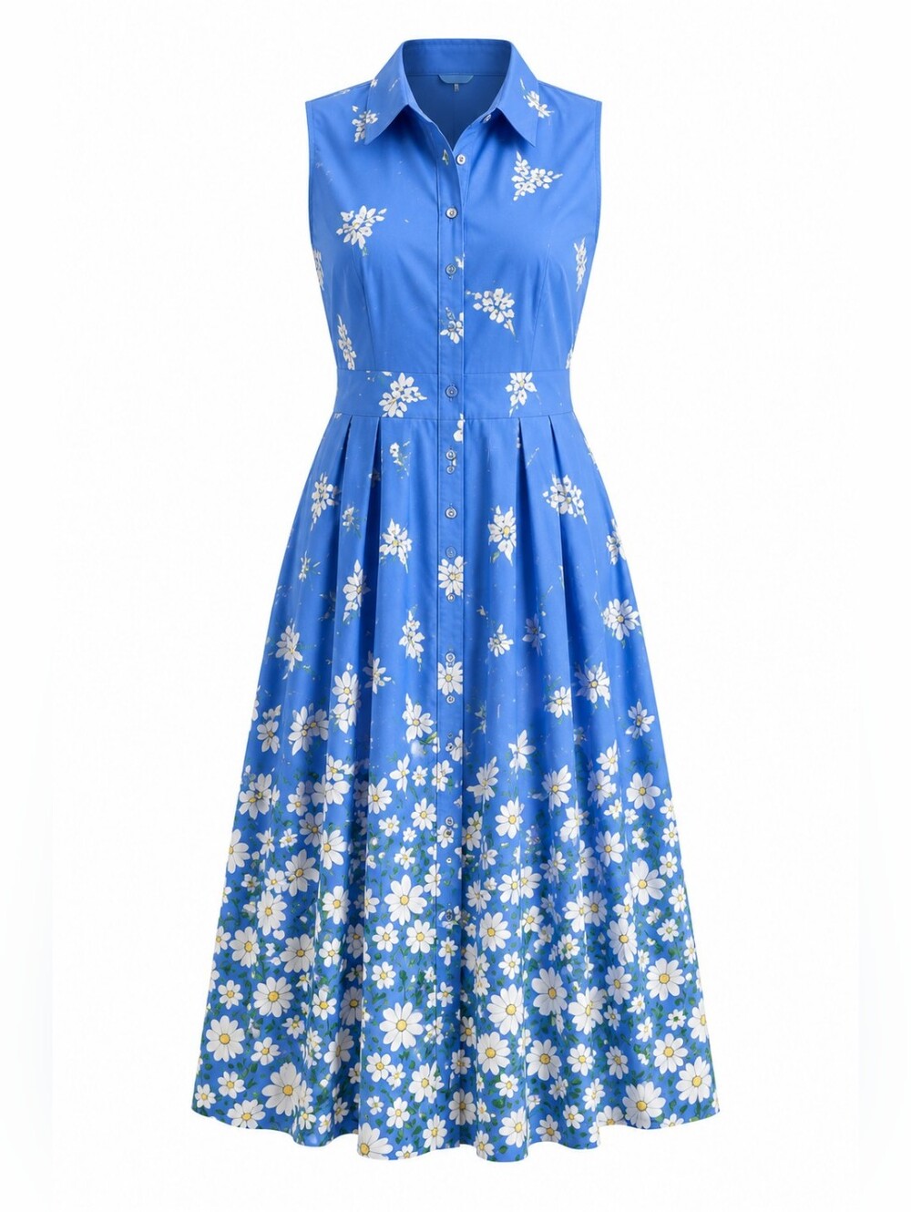 Tommy Hilfiger blue turquoise daisy print Cotton button down Shirtdress size‎ 12